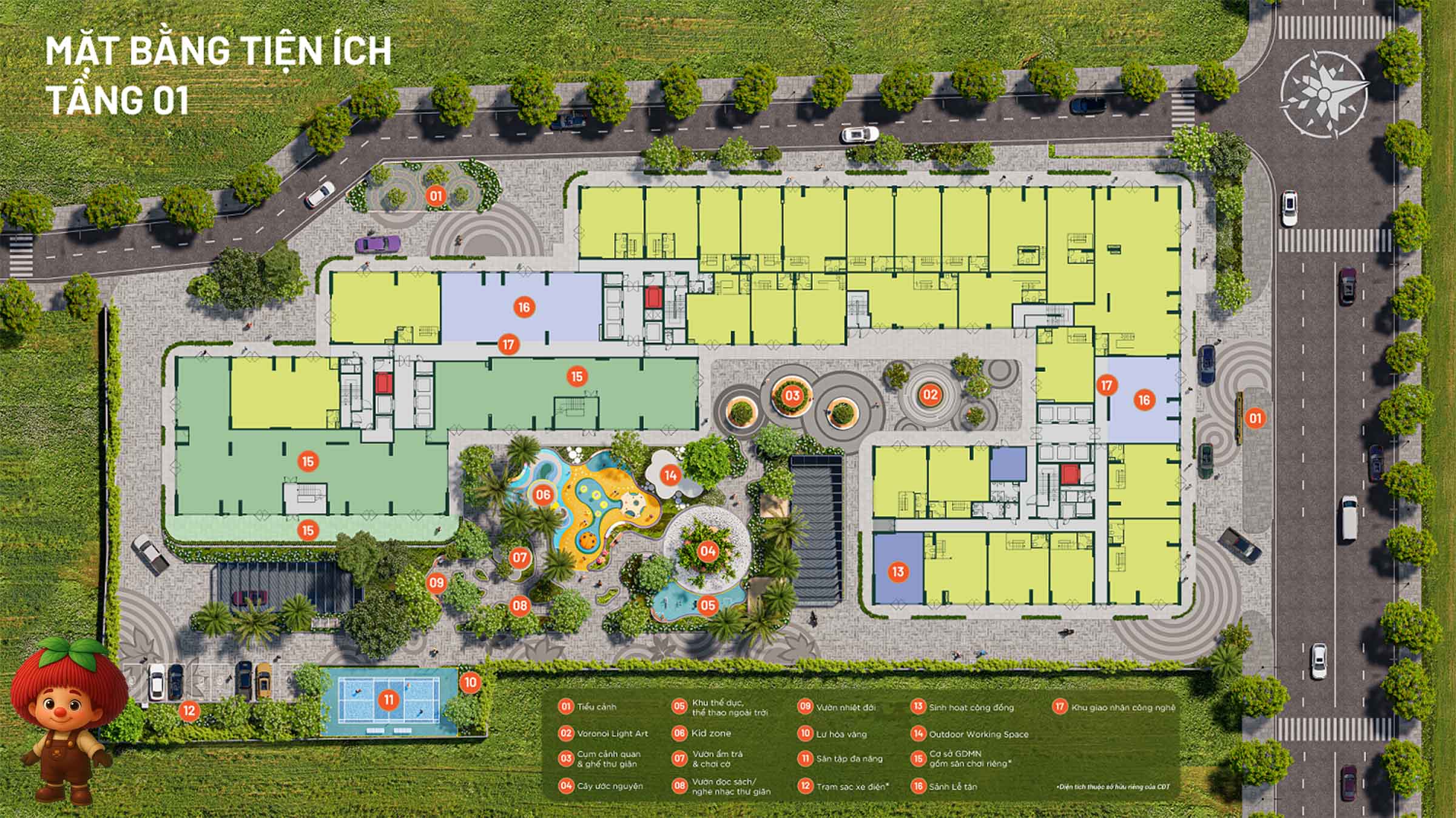 Thiết kế mặt bằng tầng trệt dự án Happy One Mori